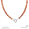 Collier cornaline avec grand fermoir en argent, fait main en France