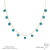 Collier turquoise d'Arizona, pampilles cubes sur une chaîne fine  plaqué or ou argent, pierre naturelle, création by Alicia