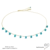 collier ras de cou en pierre naturelle turquoise, pampilles sur une chaîne fine artisanal créateur français