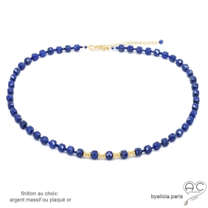 collier bleu femme en lapis-lazuli et plaqué or collier artisanal créateur français