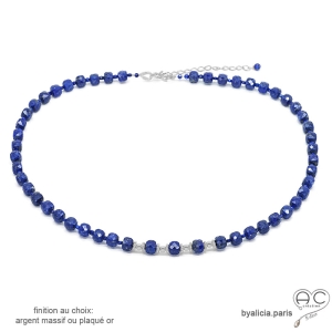 collier bleu femme en lapis-lazuli et argent massif collier artisanal créateur français