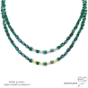 Collier en malachite cube, pierre semi-précieuse verte et plaqué or ou argent, création by Alicia
