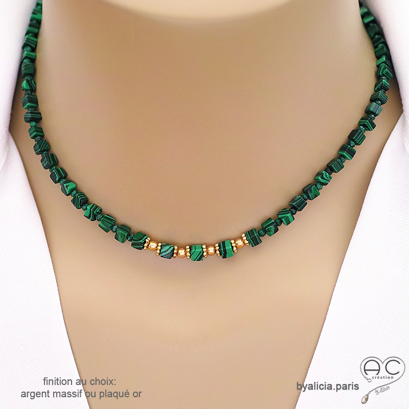 collier malachite femme pierre naturelle et plaqué or artisanal collier malachite femme pierre naturelle et plaqué or artisanal