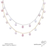 Collier opale rose, pampilles cubes facettées sur une chaîne fine en plaqué or  ou argent, création by Alicia