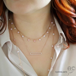 bijoux opale rose femme collier rose femme artisanal