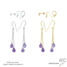 boucles d'oreilles améthyste plaqué or ou argent massif fait main en France