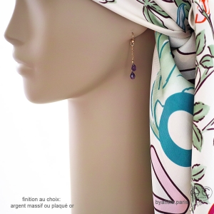 boucles d'oreilles violettes femme en améthyste créateur français