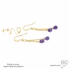 boucles d'oreilles plaqué or et améthyste pierre naturelle violet