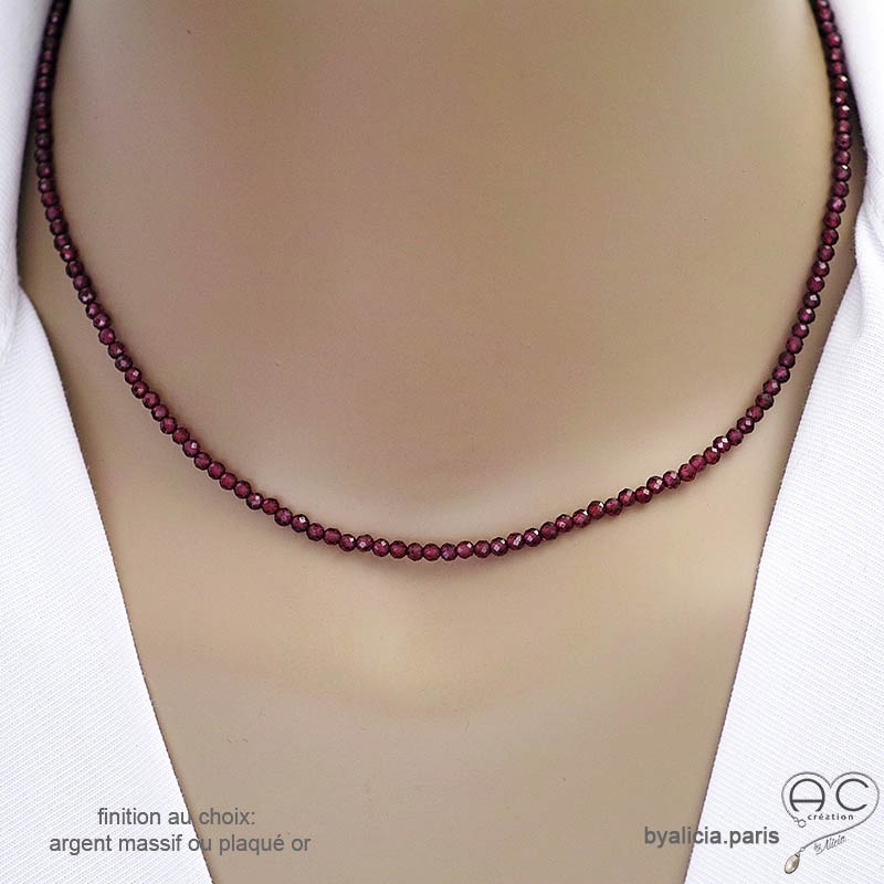 collier grenat pierre naturelle bordeaux colier fin artisanal collier grenat pierre naturelle bordeaux colier fin artisanal