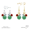Boucles d’oreilles aventurine verte et cornaline rouge en argent et plaqué or byalicia.paris