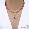 collier femme plaqué or et pierre naturelle verte aventurine fait main en France