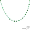 collier argent et aventurine, pierre naturelle verte, fait main en France