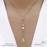 Collier cravate en préhnite et étoile argent massif, bijou femme pierre naturelle verte fait main en France