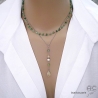 Collier pendentif long en préhnite et étoile argent massif création by Alicia Paris
