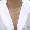 Collier pendentif long en préhnite et étoile plaqué or création by Alicia Paris