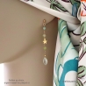 Boucles d'oreilles préhnite et étoile plaqué or, bijoux femme pierre naturelle verte fait main en France