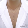 Collier pendentif long en cristal de roche et étoile dorée création by Alicia Paris