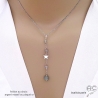 Collier cravate en labradorite et étoile argent, bijou femme pierre naturelle fait main en France