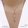 Collier cravate en labradorite et étoile plaqué or, bijou femme pierre naturelle fait main en France