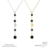 Collier cravate en onyx noire et étoile plaqué or ou argent, bijou femme élégant fait main, création by Alicia