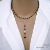 Collier pendentif long noir en agate noire et étoile plaqué or création by Alicia Paris