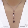 Collier cravate en grenat et étoile argent, bijou femme pierre naturelle fait main en France Collier cravate en grenat et étoile argent, bijou femme pierre naturelle fait main en France