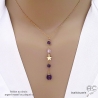 Collier cravate en améthyste et étoile plaqué or, bijou femme pierre naturelle fait main en France Collier cravate en améthyste et étoile plaqué or, bijou femme pierre naturelle fait main en France