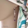 Boucles d'oreilles améthyste et étoile argent, bijoux femme pierre naturelle fait main en France