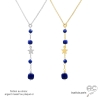 Collier cravate en lapis-lazuli et étoile plaqué or ou argent, bijou femme élégant fait main, création by Alicia