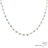 Collier calcédoine bleue et argent doré, ras de cou pierre naturelle, création by Alicia