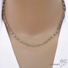 collier argent doré et calcédoine bleue, ras de cou femme bleu en pierre naturelle, fait main en France