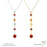 Collier cravate en cornaline et étoile plaqué or ou argent, bijou femme élégant fait main, création by Alicia