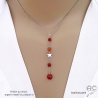 Collier cravate en cornaline et étoile argent massif, bijou femme pierre naturelle orange fait main en France