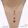 Collier cravate en cornaline et étoile plaqué or, bijou femme pierre naturelle orange fait main en France