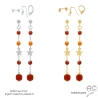 Boucles d'oreilles en cornaline et étoile plaqué or ou argent, fait main, création by Alicia