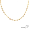 collier argent doré et pierre de soleil, ras de cou femme orange claire en pierre naturelle, fait main en France