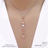 Collier cravate en pierre de soleil et étoile argent, bijou femme pierre naturelle orange abricot fait main en France