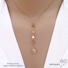 Collier cravate en pierre de soleil et étoile plaqué or, bijou femme pierre naturelle orange abricot fait main en France