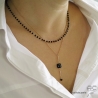 collier noire femme en plaqué or et pierre naturelle hypersthène fait main en France