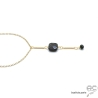 collier cravat en pierre naturelle noire et plaqué or artisanal