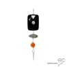 Pendentif en onyx facetté avec zircon, labradorite, cornaline et pointe argent massif