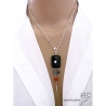 pendentif long avec pointe en argent 925 pierres naturelles agate noire labradorite cornaline