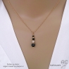 ras de cou femme chaîne plaqué or avec pendentif en pierre naturelle noire hypersthène fait main