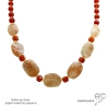 grand collier orange en pierres naturelles argent 925 ou plaqué or créateur français