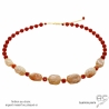 collier femme pierres semi-précieuses pierre de soleil et cornaline fait main en France