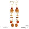 boucles d'oreilles pendantes oranges en pierres naturelles plaqué or ou argent fait main créateur français