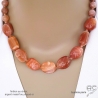 grand collier orange femme en pierre de soleil fait main sur mesure créateur français