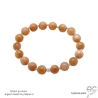 bracelet argent pierre de soleil abricot, fait main créateur français