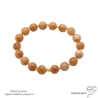 bracelet plaqué or pierre de soleil abricot, fait main créateur français