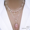 bijoux créateur collier ras du cou argent pierre naturelle couleur rose raffiné fait sur-mesure